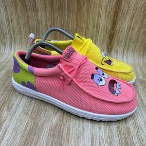 Hey Dude Wally Funk SpongeBob Patrick SquarePants Men's Sz 9 Yellow Pink Loafers
